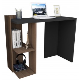 Bureau 1 Caisson Noyer et Noir 2 Niches L 101.5 H 75 P 41.5 cm