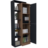 Armoire 2 Portes et Rayonnage Châtaignier Noir