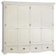 Ensemble lit 160 + armoire 4P 4T + chevet blanc style anglais 40