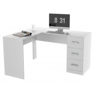 Bureau d'Angle et Retour 3 Tiroirs Blanc