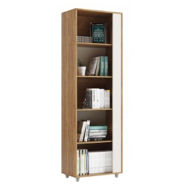 Rayonnage Hauteur 188 cm Chêne et Ecru 5 Niches