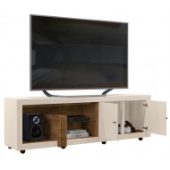 Meuble TV 70 Pouces Maxi Blanc Ecru et Bois
