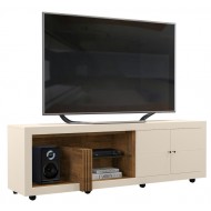 Meuble TV 70 Pouces Maxi Blanc Ecru et Bois