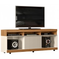 Meuble TV 65 Pouces Maxi Chêne et Blanc Ecru