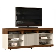 Meuble TV 65 Pouces Maxi Noyer et Blanc Ecru