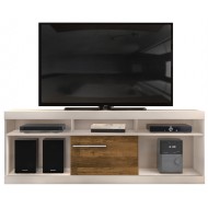 Meuble TV 60 Pouces Maxi Blanc Ecru et Bois