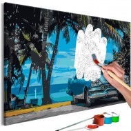 Tableau à peindre par soimême  Car under Palm Trees