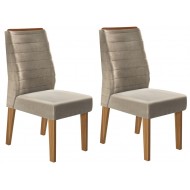 Lot de 2 Chaises ONDINA Velours Beige