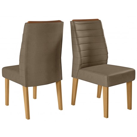 Lot de 2 Chaises ONDINA Velours Taupe