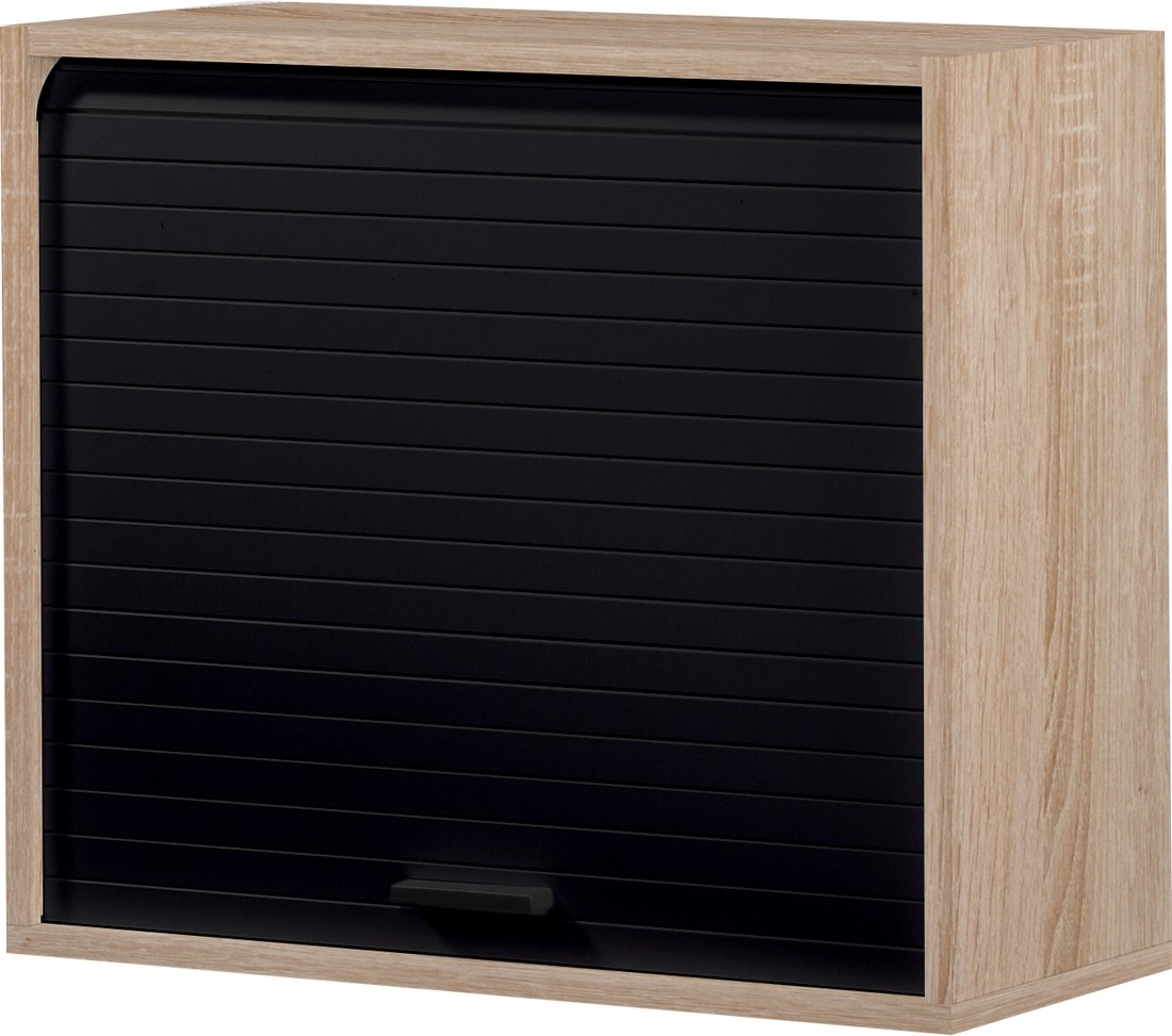SIMMOB Meuble De Cuisine Haut Blanc 60x123.6x35 Cm - 3 Tablettes Réglables Avec Rideau