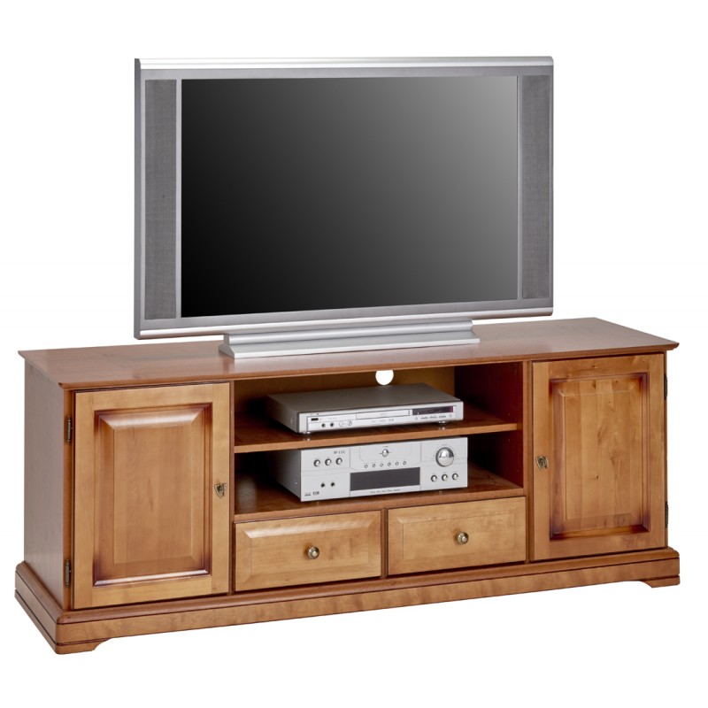 Meuble Banc Tv Hifi Chene 2 Portes 2 Tiroirs