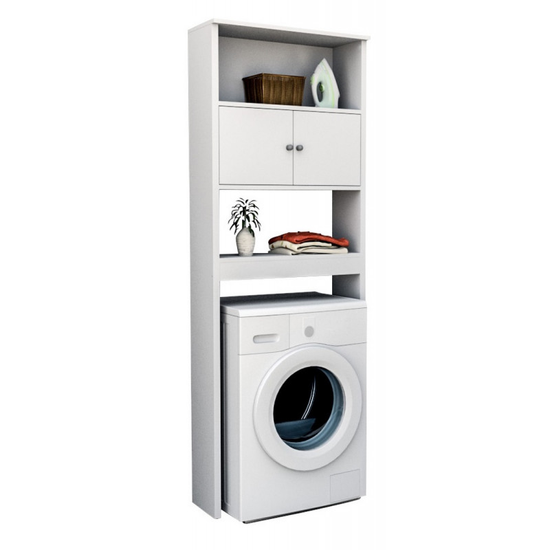 Meuble Lave-Linge 2 Portes Blanc - Beaux Meubles Pas Chers