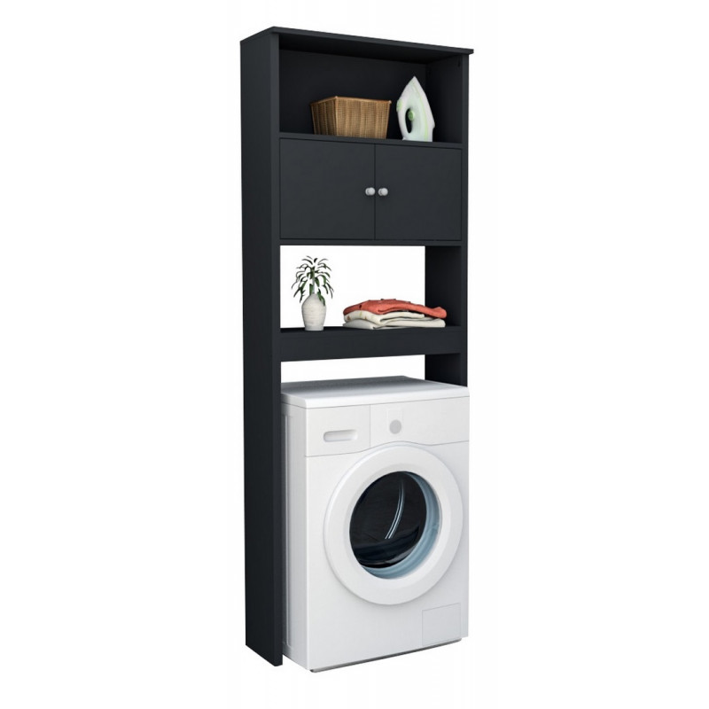 Armoire Lave-Linge 2 Portes Noir - Beaux Meubles Pas Chers