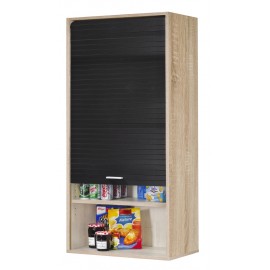Meuble Haut de Cuisine Chêne Rideau Noir 3 Etagères L 60 H 123.6 P 35 cm