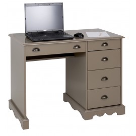 Bureau Taupe 5 Tiroirs Style Anglais