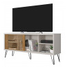 Meuble TV 55 Pouces Pieds Métal Blanc Ecru Chêne