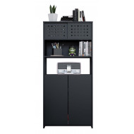 Armoire de Bureau 4 Portes Noire 146 cm