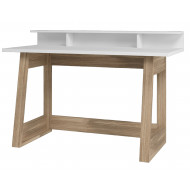 Bureau et Surmeuble 135 cm Blanc et Chêne