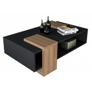Table Basse Rectangle Noire et Chêne