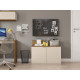 Armoire Basse 2 Portes Chêne et Blanc Ecru