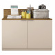Armoire Basse 2 Portes Chêne et Blanc Ecru