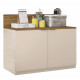 Armoire Basse 2 Portes Chêne et Blanc Ecru