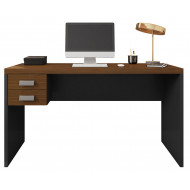 Bureau 136 cm Chêne et Noir 2 Tiroirs