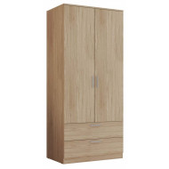 Armoire Dressing 2 Portes 2 Tiroirs Chêne