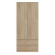 Armoire Dressing 2 Portes 2 Tiroirs Chêne