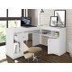 Bureau d'Angle Blanc Caisson et Rangements