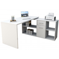 Bureau et Armoire Basse Blancs