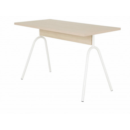 Bureau 120 cm Chêne et Blanc PIeds Métal Arc