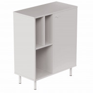 Armoire Basse de Bureau Blanche 1 Porte 5 Niches