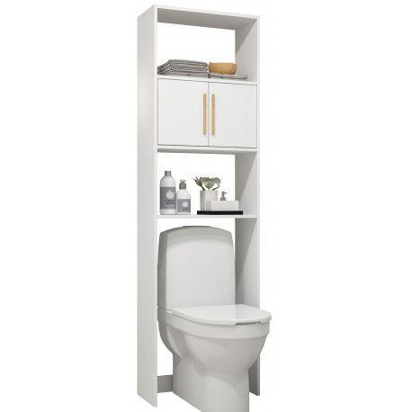 Armoire WC 2 Portes Blanches 182 cm 4 Niches