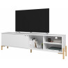 Meuble TV 80 Pouces Blanc 1 Porte Coulissante 4 Niches