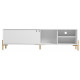 Meuble TV 80 Pouces Blanc 1 Porte Coulissante 4 Niches