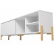 Meuble TV 80 Pouces Blanc 1 Porte Coulissante 4 Niches