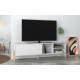 Meuble TV 80 Pouces Blanc 1 Porte Coulissante 4 Niches
