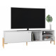 Meuble TV 80 Pouces Blanc 1 Porte Coulissante 4 Niches