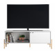 Meuble TV 65 Pouces Blanc 1 Porte Coulissante 2 Niches