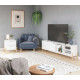 Meuble TV 80 Pouces Blanc 1 Porte Coulissante 4 Niches