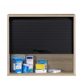 Meuble Cuisine Chêne et Rideau Noir 1 Etagère L 60 H. 53.6 P 25 cm