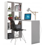 Bureau et Bibliothèque Intégrée 8 Niches Blanc