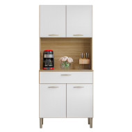 Buffet de Cuisine 4 Portes 1 Tiroir Chêne et Blanc Largeur 74.5 cm