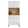 Buffet de Cuisine 4 Portes 1 Tiroir Chêne et Blanc Largeur 74.5 cm