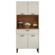 Buffet de Cuisine 4 Portes 1 Tiroir Noyer et Blanc Largeur 74.5 cm