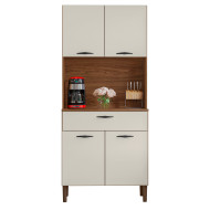 Buffet de Cuisine 4 Portes 1 Tiroir Noyer et Blanc Largeur 74.5 cm