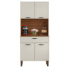 Buffet de Cuisine 4 Portes 1 Tiroir Noyer et Blanc Largeur 74.5 cm