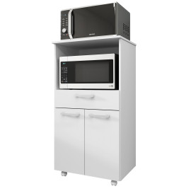 Meuble Micro-Onde Blanc Mobile 2 Portes 1 Tiroir L 61 H 117.5 P 48.8 cm