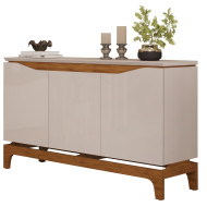 Buffet 3 Portes 139 cm Blanc Ecru et Chêne NICE